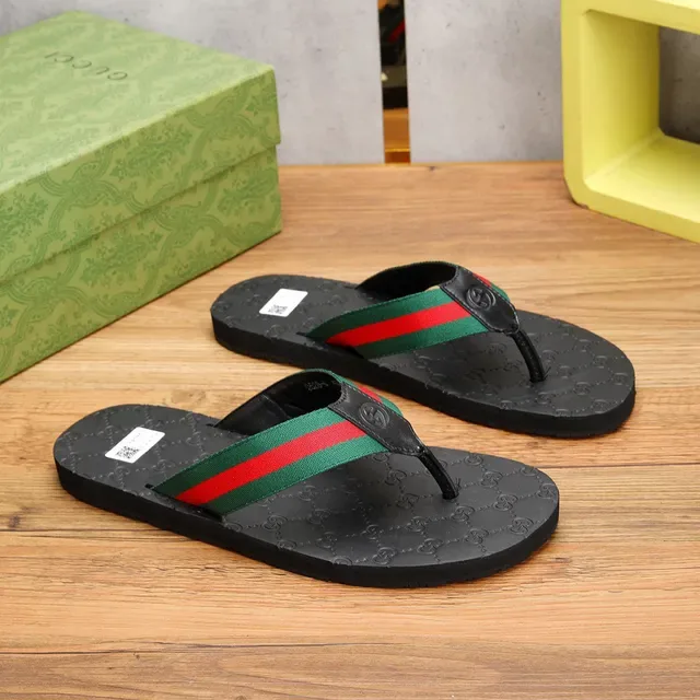 Gucci GG-Embossed Web Strap Slippers 8