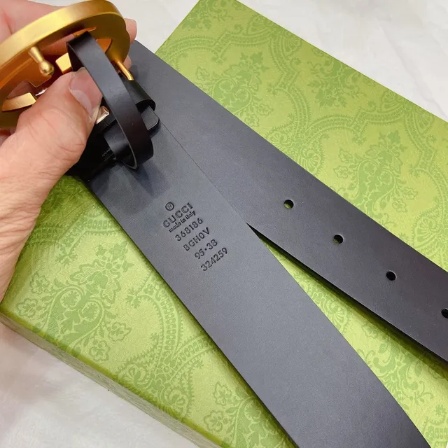Gucci GG Marmont حزام جلدي أسود ذهبي مطفي مع إبزيم متشابك G 4