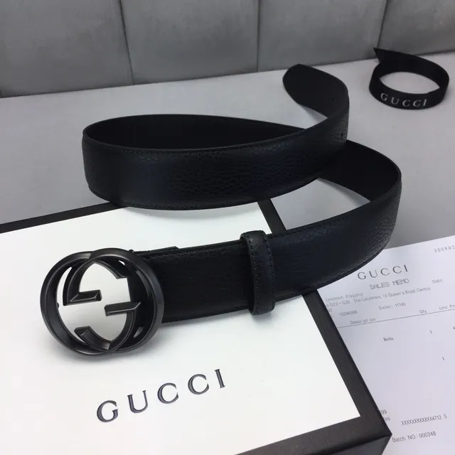 Gucci GG Marmont Black Pebbled Leather Belt 2
