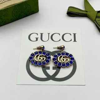 Gucci GG Marmont Blue Crystal Oval Halo Earrings