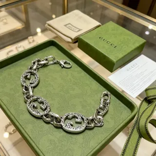 Gucci GG Marmont سوار سلسلة فضي نقشة Double-G