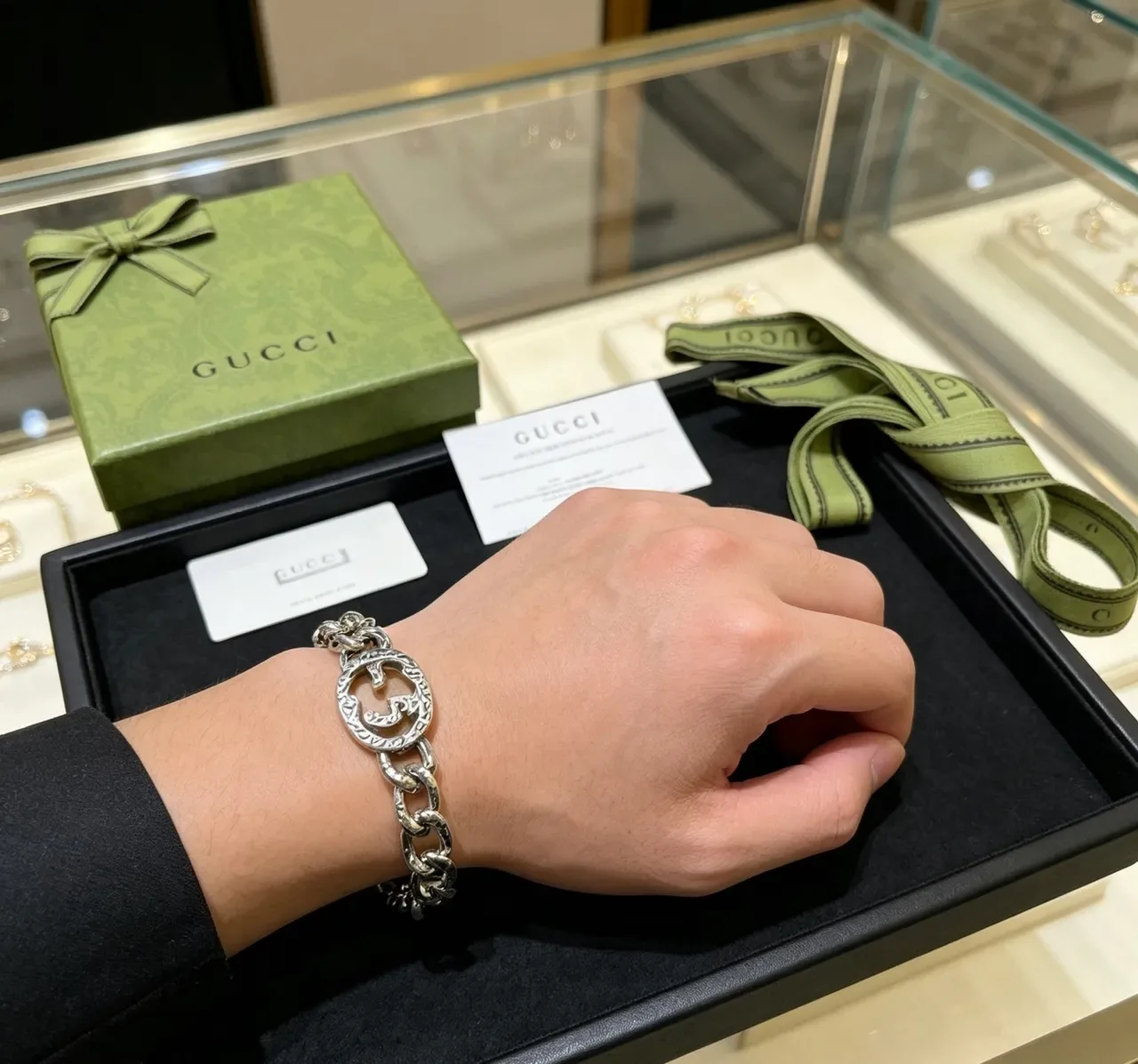 Gucci GG Marmont Pulseira Corrente Ton Prateado Gravada Motivo Double-G 5