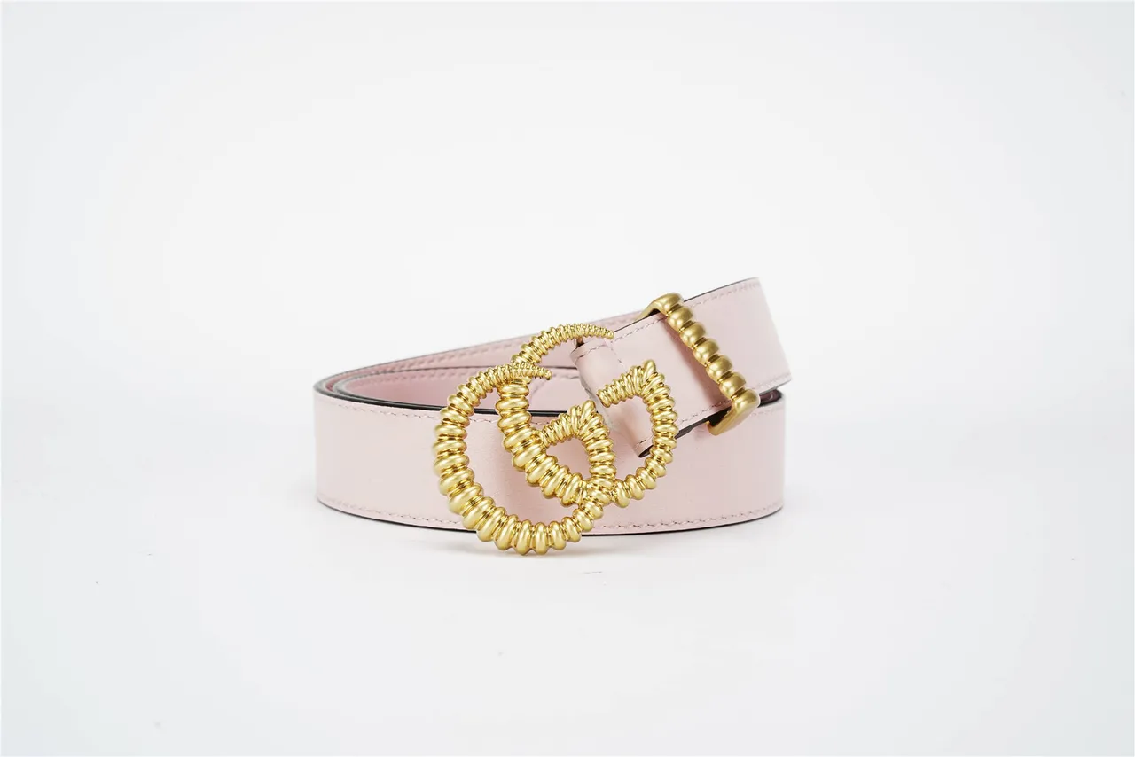 Gucci GG Marmont Coiled Spring Buckle Pink Leather Belt 4