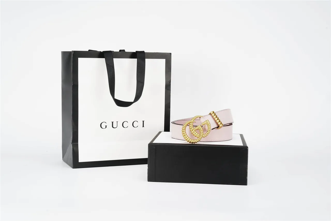 Gucci GG Marmont Coiled Spring Buckle Pink Leather Belt 5