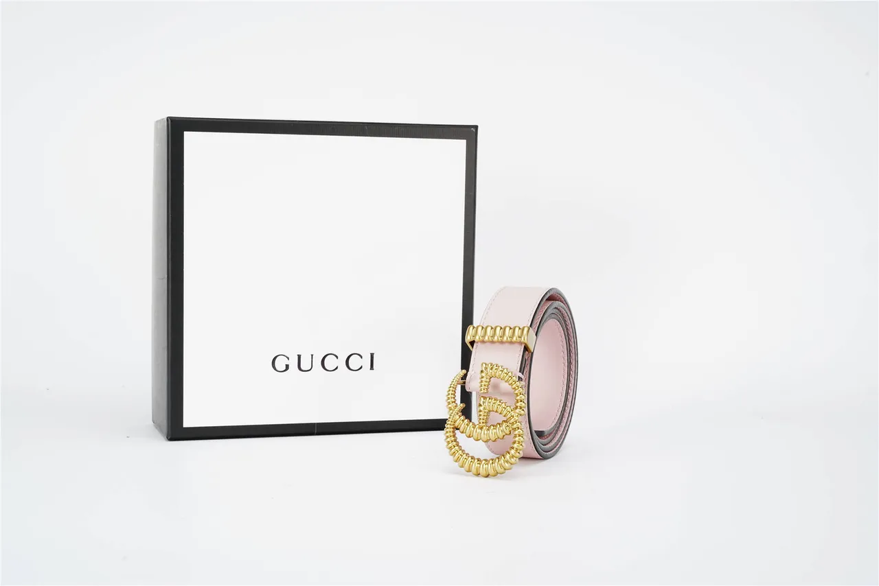 Gucci GG Marmont Coiled Spring Buckle Pink Leather Belt 6
