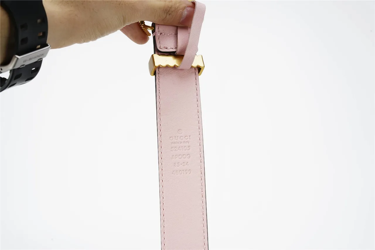 Gucci GG Marmont Coiled Spring Buckle Pink Leather Belt 8