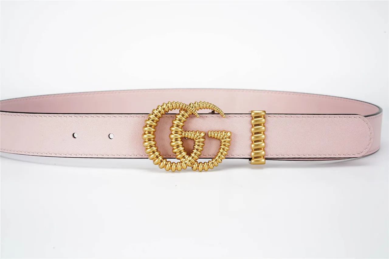 Gucci GG Marmont Coiled Spring Buckle Pink Leather Belt 9