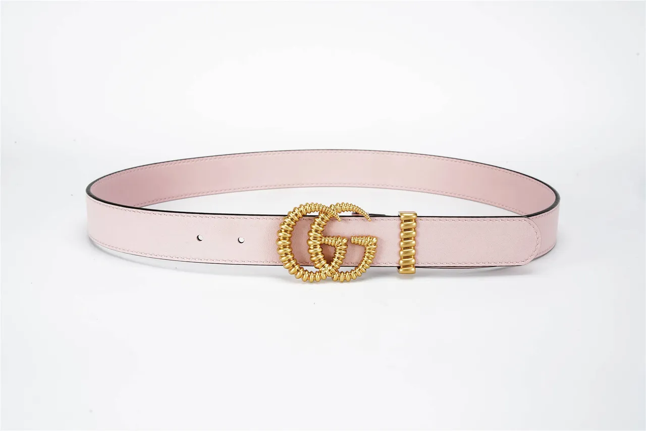 Gucci GG Marmont Coiled Spring Buckle Pink Leather Belt 10