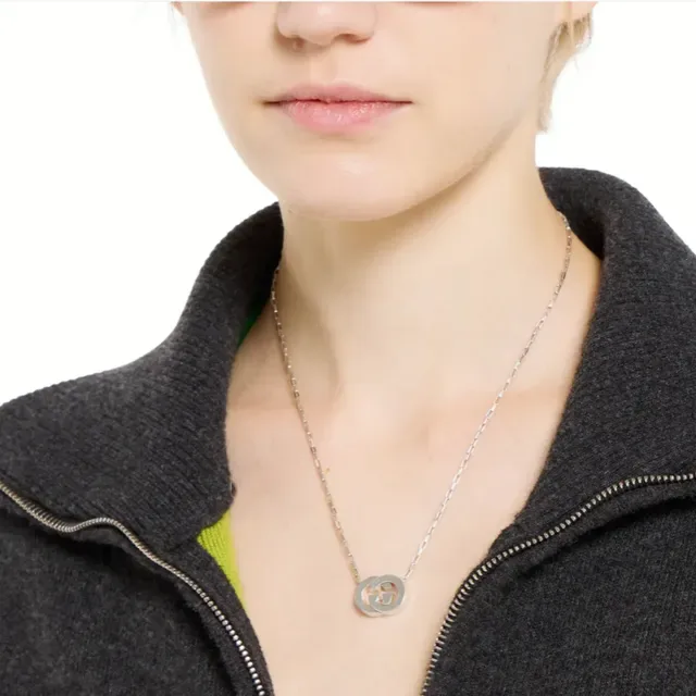 Gucci GG Marmont Or Argent Interlocking Double-G pendentif chaîne 4