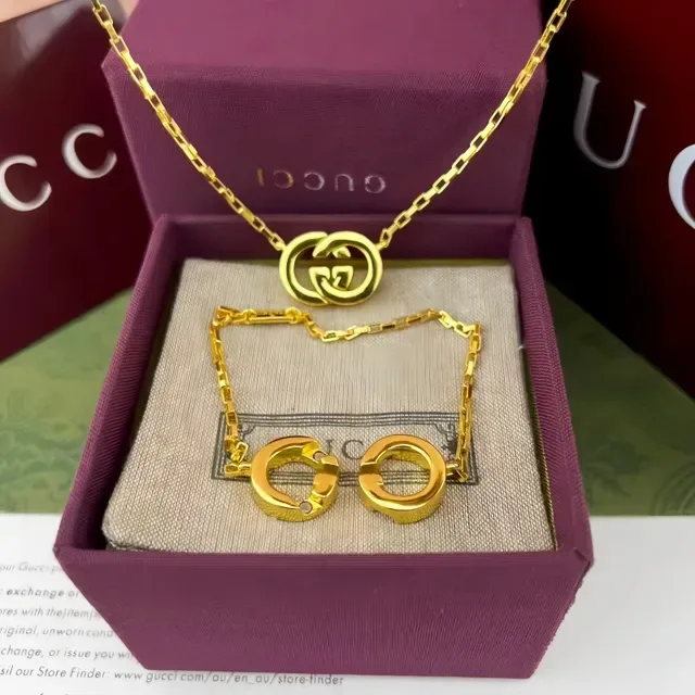 Gucci GG Marmont Or Argent Interlocking Double-G pendentif chaîne 6