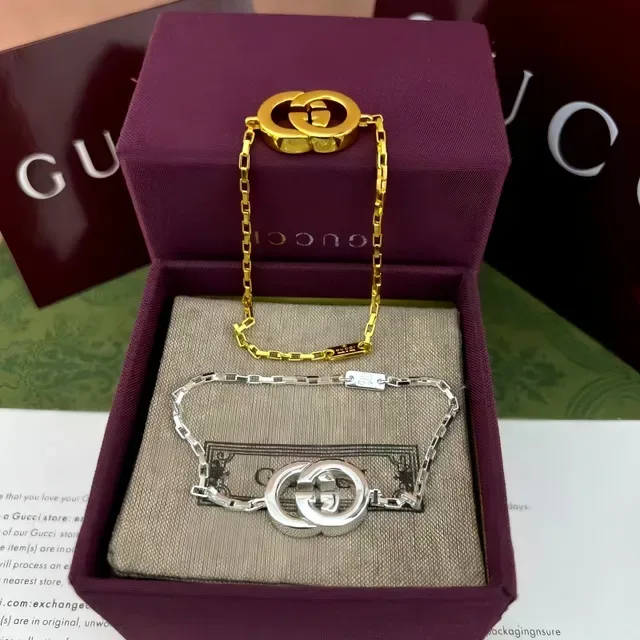 Gucci GG Marmont Or Argent Interlocking Double-G pendentif chaîne 8