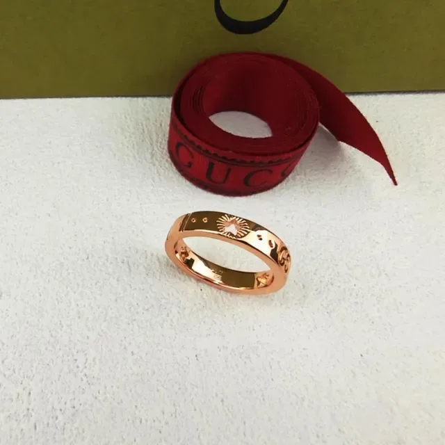Gucci GG Marmont Gold Silver Stackable Engraved Sunburst Ring 2