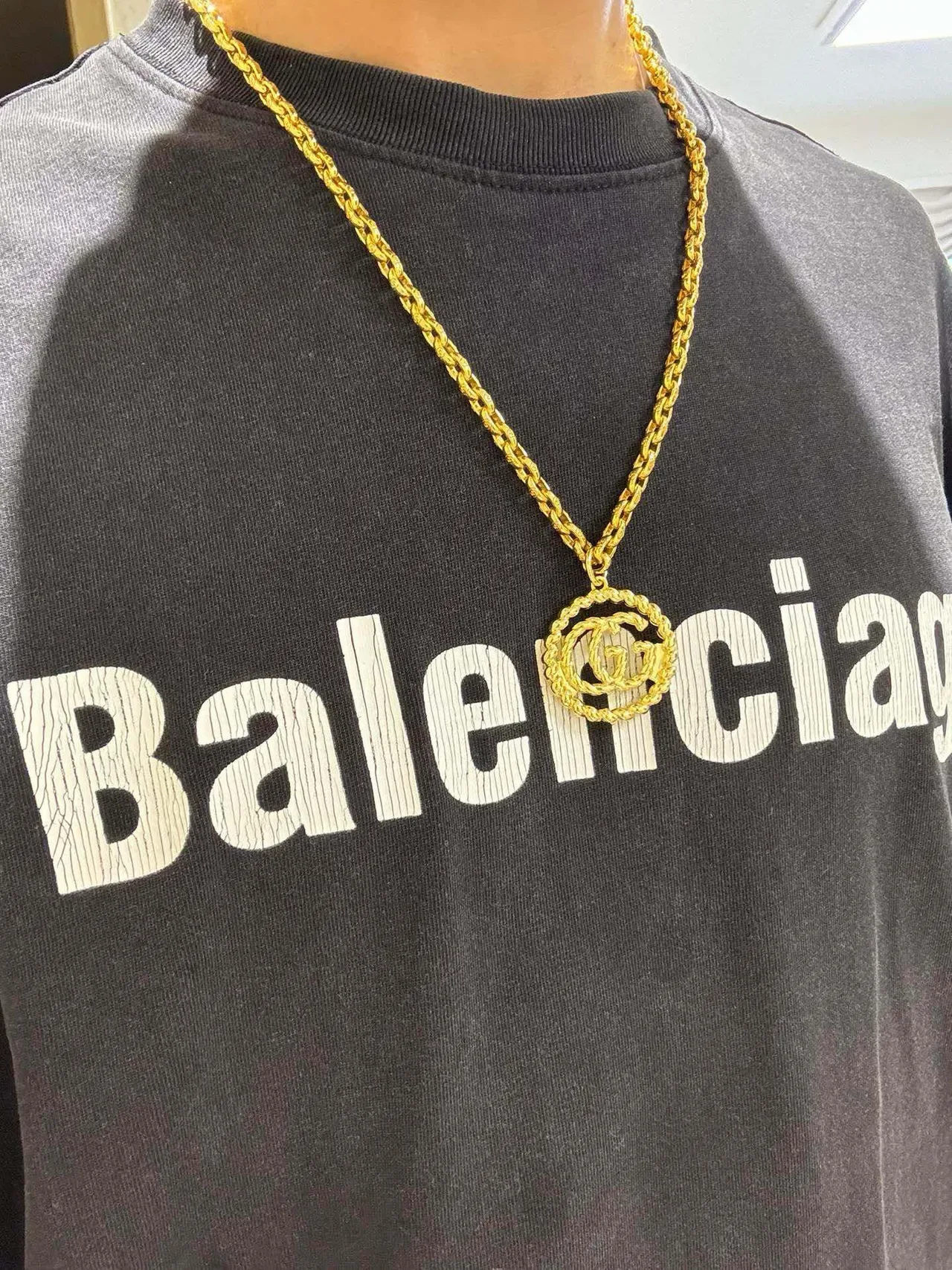 Gucci GG Marmont Gold Twisted Rope-Link Chain Interlocking Double-G Pendant Necklace 8