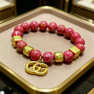 Gucci GG Marmont-inspired Pulsera de Oro Rosa con Hardware de Cuentas