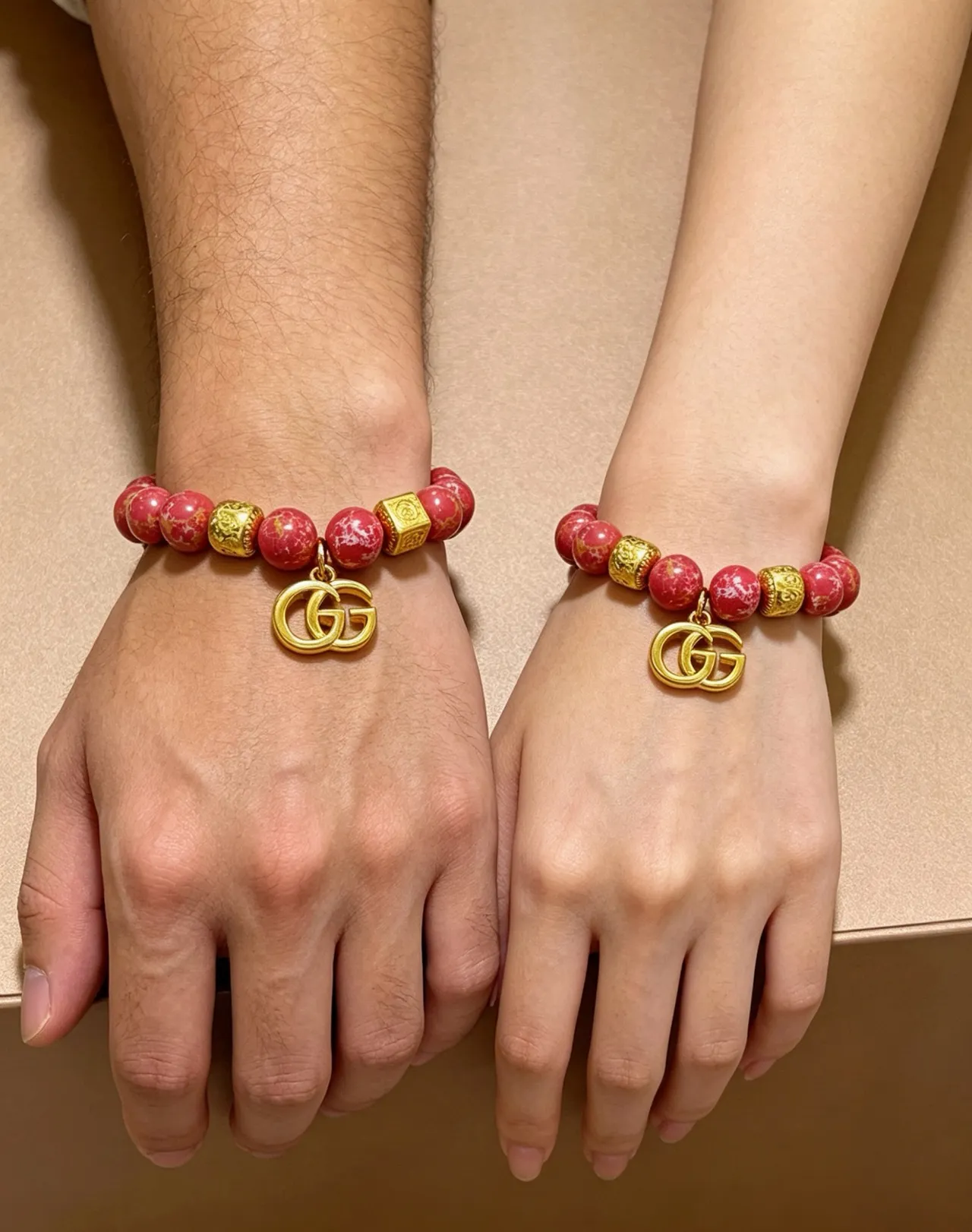 Gucci GG Marmont-inspired Pink Gold Beaded Hardware Bracelet 8