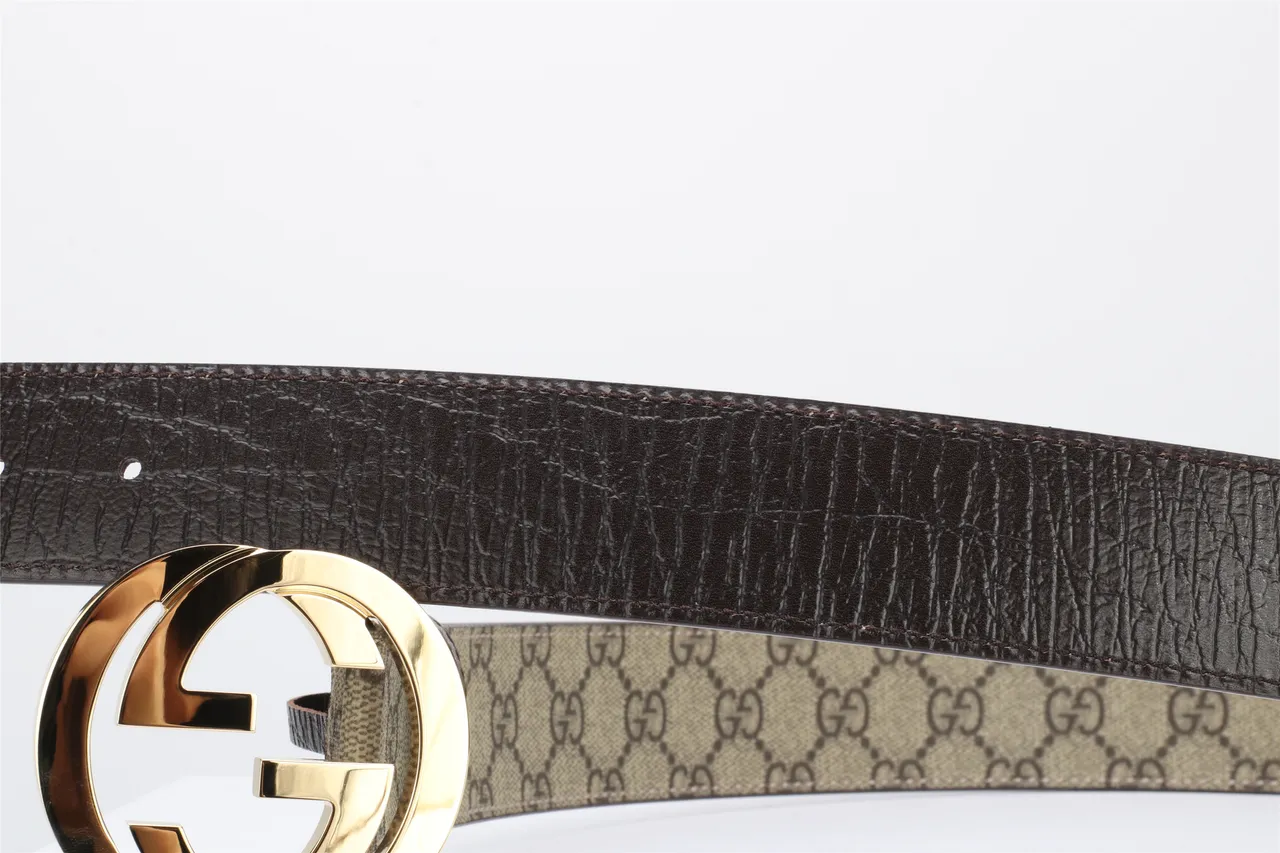 Gucci GG Marmont Interlocking G Buckle Beige and Brown Leather Belt 3