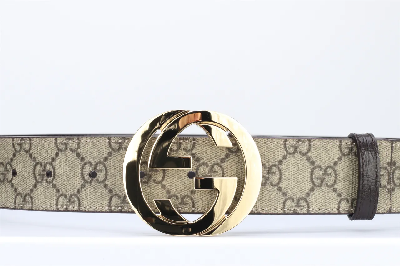Gucci GG Marmont Interlocking G Buckle Beige and Brown Leather Belt 8