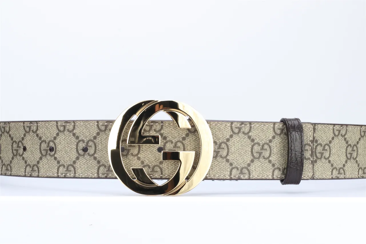 Gucci GG Marmont Interlocking G Buckle Beige and Brown Leather Belt 9