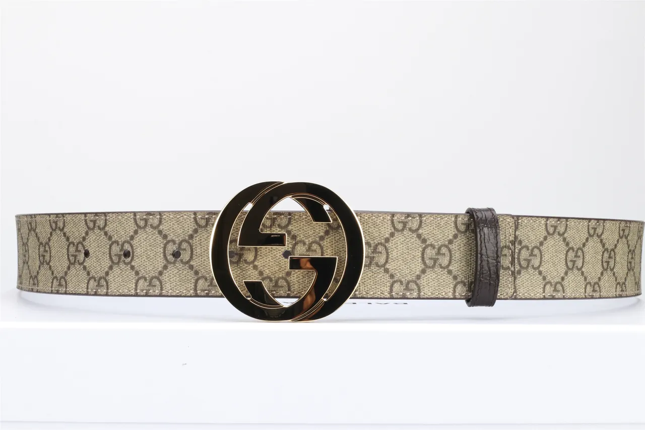 Gucci GG Marmont Interlocking G Buckle Beige and Brown Leather Belt 10