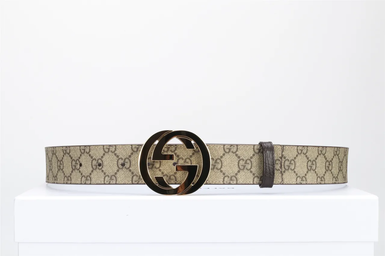 Gucci GG Marmont Interlocking G Buckle Beige and Brown Leather Belt 11