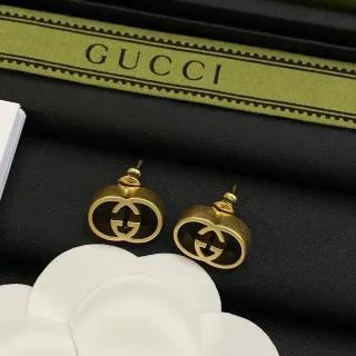 Gucci GG Marmont Interlocking G Gold-Tone Stud Earrings