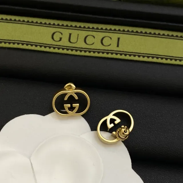 Gucci GG Marmont Interlocking G Gold-Tone Stud Earrings 2