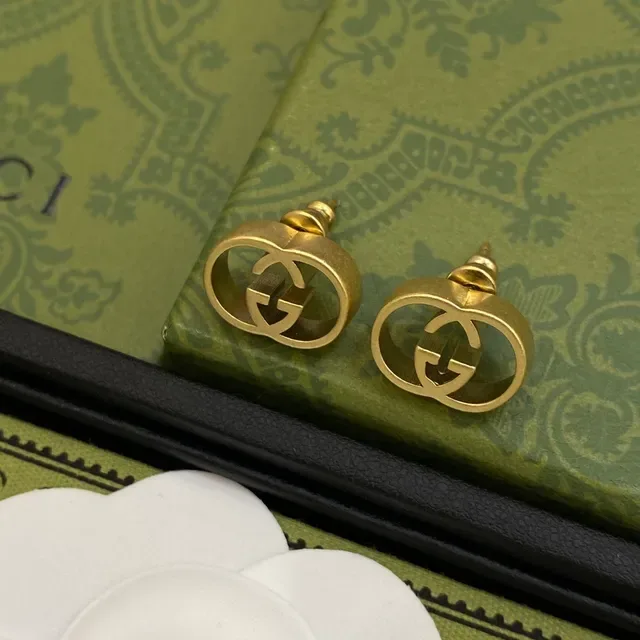 Gucci GG Marmont Interlocking G Gold-Tone Stud Earrings 3