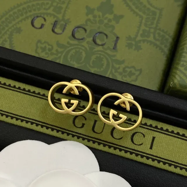 Gucci GG Marmont Interlocking G Gold-Tone Stud Earrings 4