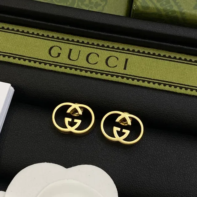 Gucci GG Marmont Interlocking G Gold-Tone Stud Earrings 6