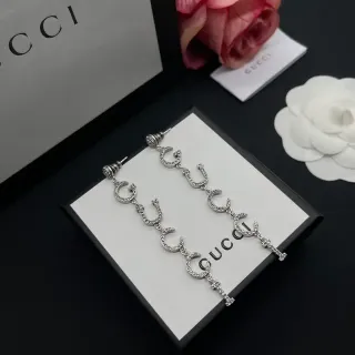 Gucci GG Marmont Pavé Crystal Interlocking G Dangling Earrings