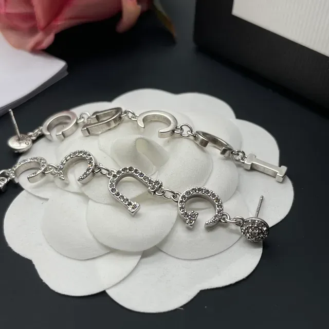 Gucci GG Marmont Pavé Crystal Interlocking G Dangling Earrings 2