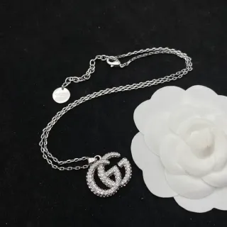 Gucci GG Marmont Pavé Crystal Interlocking G Necklace