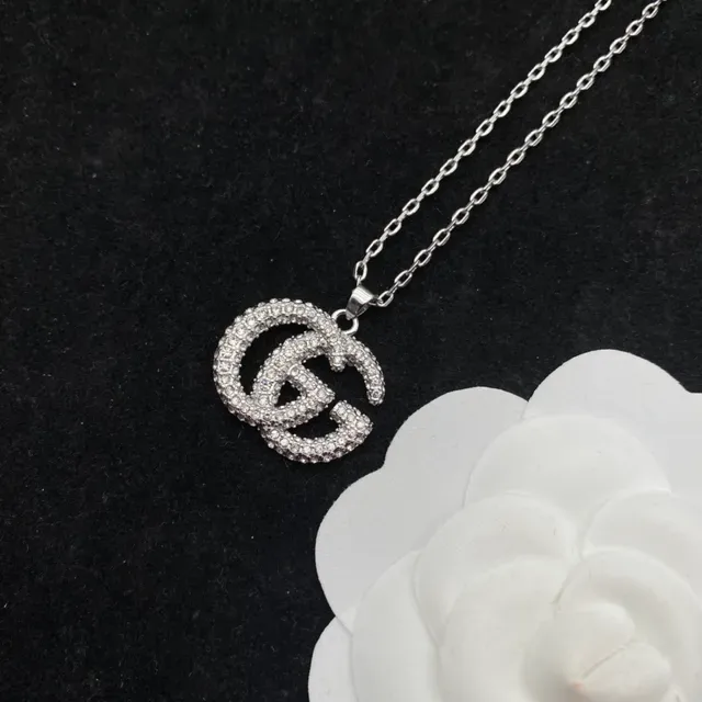 Gucci GG Marmont Pavé Crystal Interlocking G Necklace 4