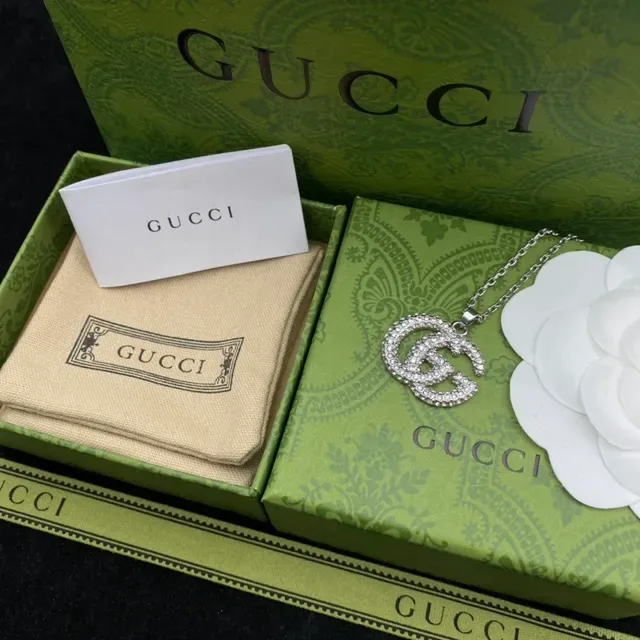 Gucci GG Marmont Pavé Crystal Interlocking G Necklace 6