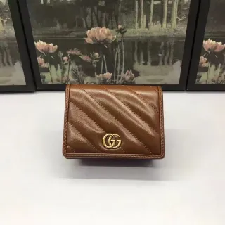 Gucci GG Marmont Quilted Brown Short Wallet