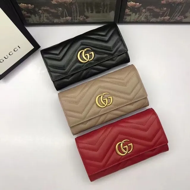 Gucci GG Marmont Quilted Chevron Black Long Wallet 2