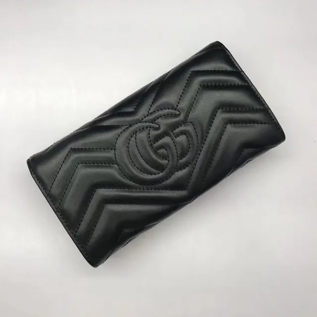 Gucci GG Marmont Quilted Chevron Black Long Wallet 4