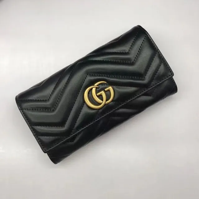 Gucci GG Marmont Quilted Chevron Black Long Wallet 5