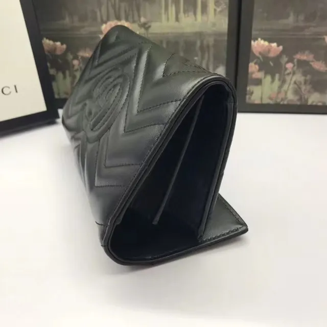 Gucci GG Marmont Quilted Chevron Black Long Wallet 6