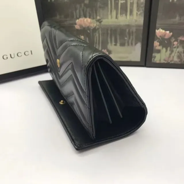 Gucci GG Marmont Quilted Chevron Black Long Wallet 7