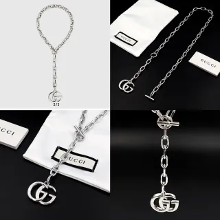 Gucci GG Marmont collier pendentif double G argenté