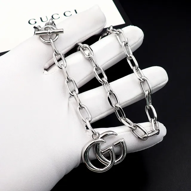 Gucci GG Marmont Silver-Toned Double G Pendant Necklace 4