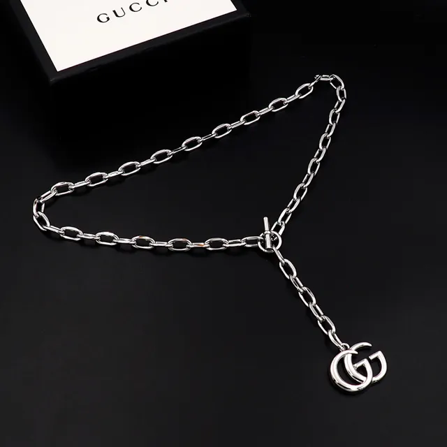 Gucci GG Marmont Silver-Toned Double G Pendant Necklace 5