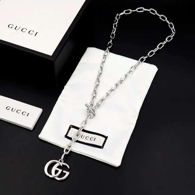 Gucci GG Marmont Silver-Toned Double G Pendant Necklace 8