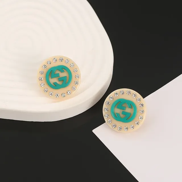 Gucci GG Marmont Turquoise and Cream Crystal Stud Earrings 3