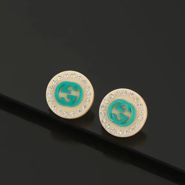 Gucci GG Marmont Turquoise and Cream Crystal Stud Earrings 4