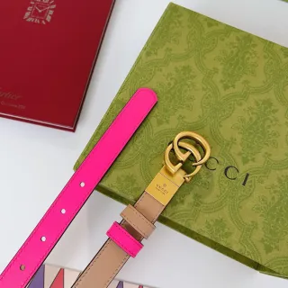 Gucci GG Marmont Two-Tone Pink and Beige Leather Belt