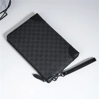 Gucci GG Monogram Beige, Gris et Marron Cuir Pochette 5
