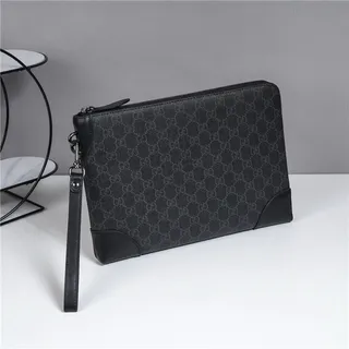 Gucci GG Monogram Beige, Gris et Marron Cuir Pochette 8