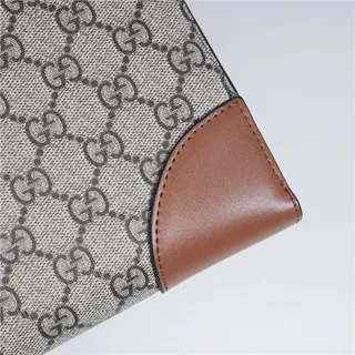 Gucci GG Monogram Beige, Gris et Marron Cuir Pochette 12